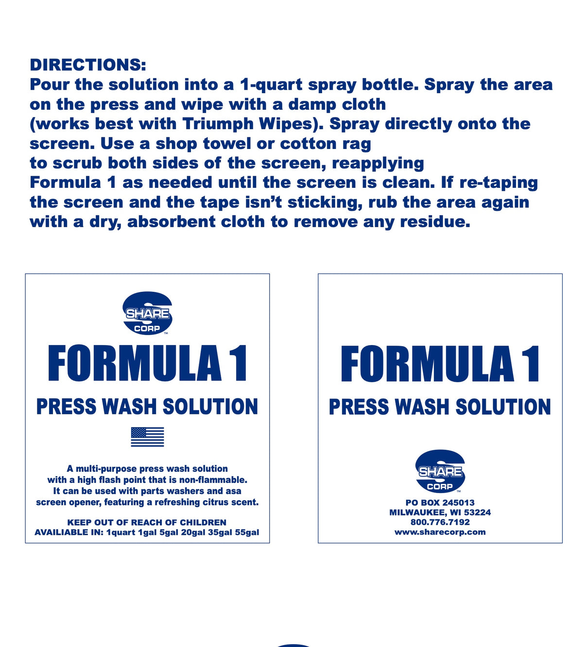 FORMULA 1 PRESS WASH SOLUTION